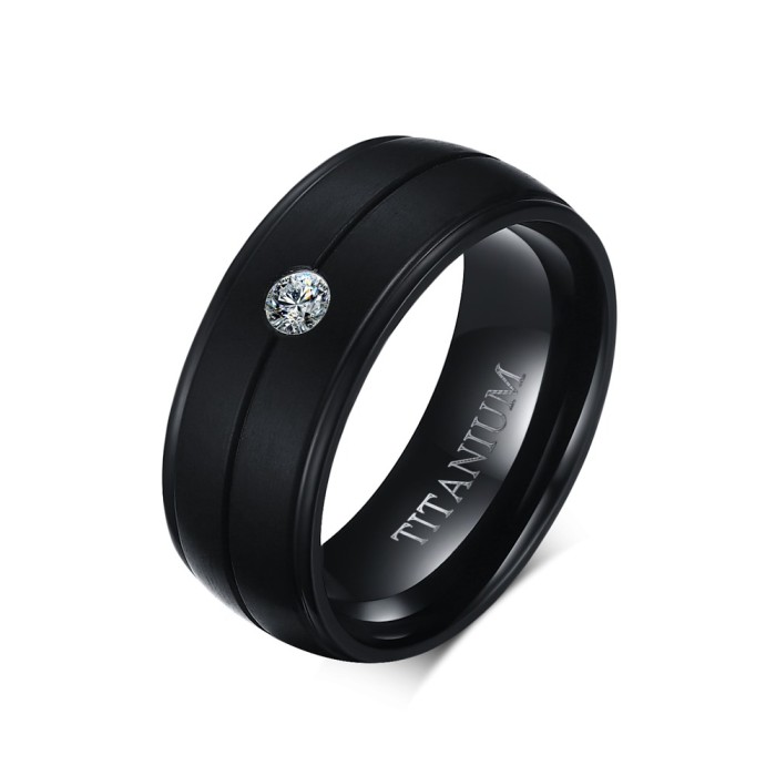 Wholesale Black Titanium CZ Ring