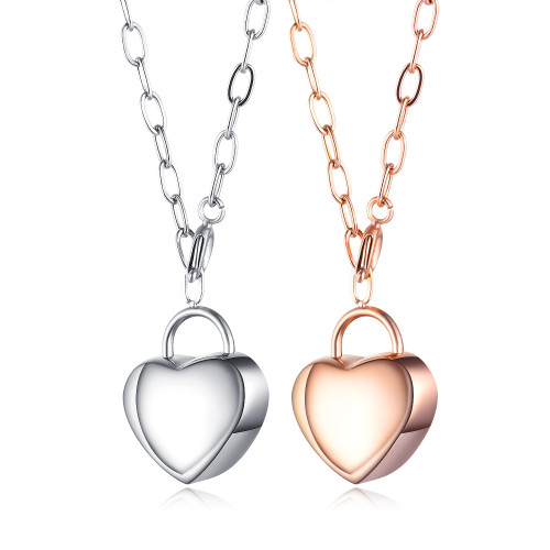 Wholesale Stainless Steel Korean Engraved Heart-shaped Love Pendant Necklaces
