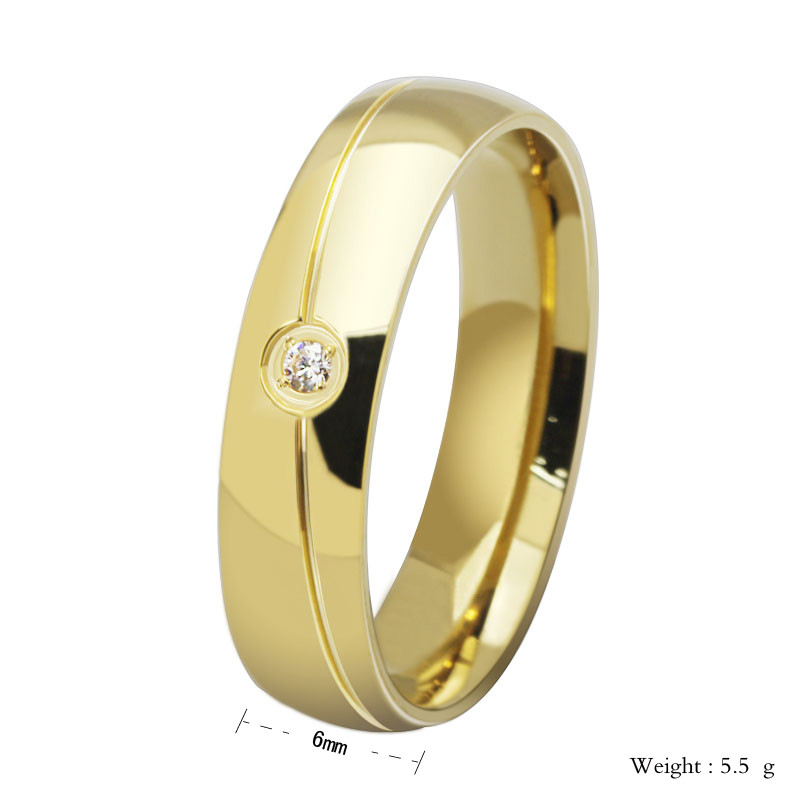 Stainless Steel Gold Ring with CZ