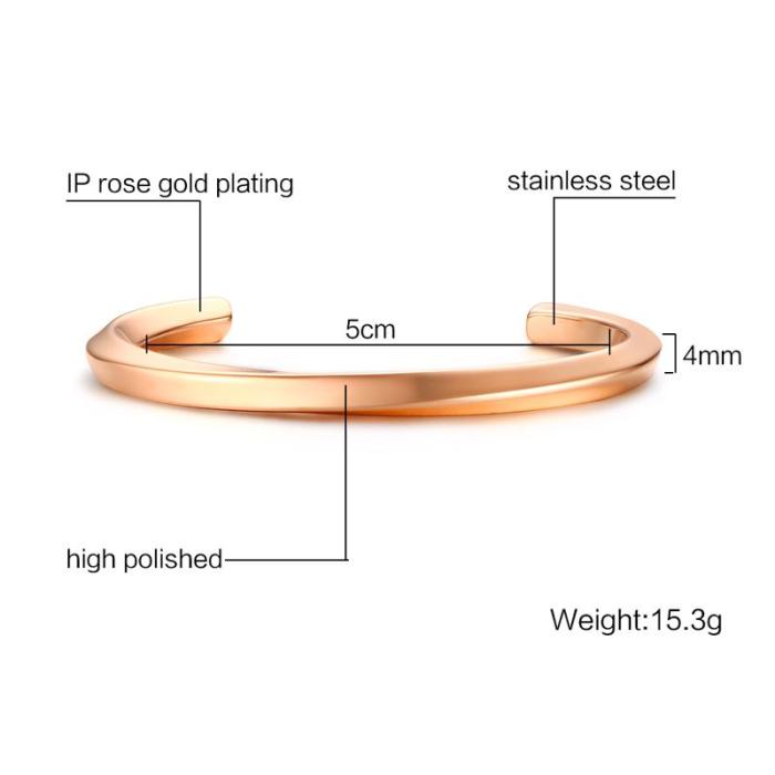Wholesale Stainless Rose Gold Open Bangles