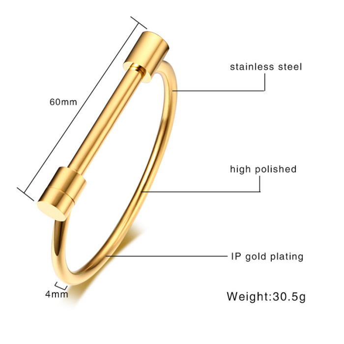 Wholesale Stainless Steel IP Gold Bangle Bracelets for Women
