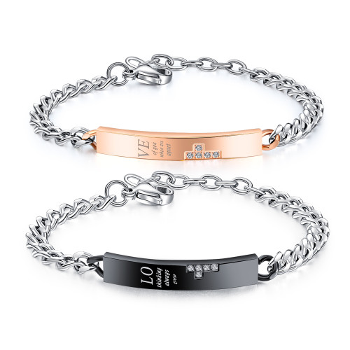 Wholesale Stainless Steel Couple Bracelets Crossed Paths