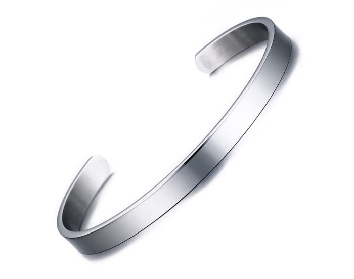 Wholesale Stainless Steel 6mm High Polished Simple Plain Cuff Bangles
