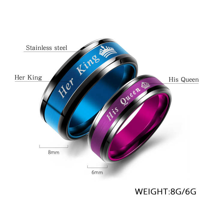 Wholesale Stainless Steel Her King & His Queen Wedding Band