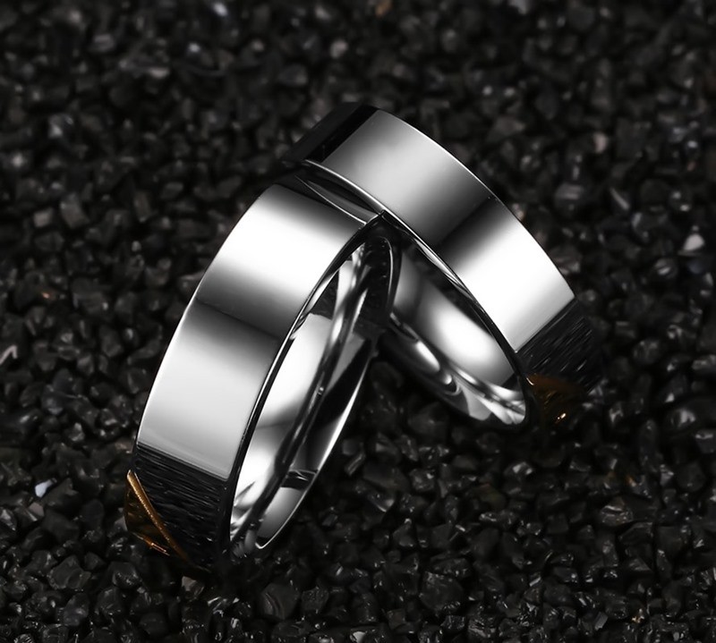 Stainless Steel Gold Forever love Band Wedding Ring for Him Stainless Steel Wedding Rings For Him
