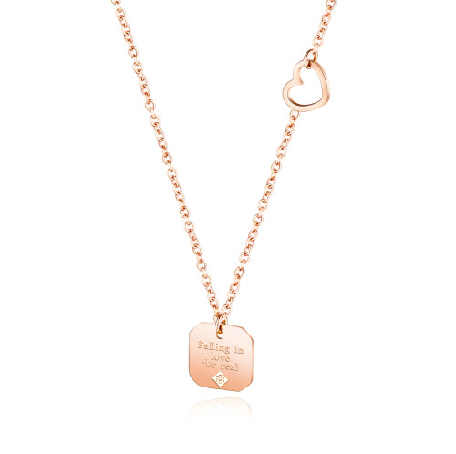 Wholesale Stainless Steel Love Necklace in Rose Gold