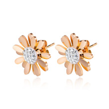 Wholesale Stainless Steel Rose Gold Daisy Stud Earrings