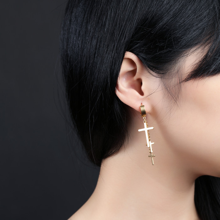 Wholesale Stainless Steel Dangle Cross Earrings