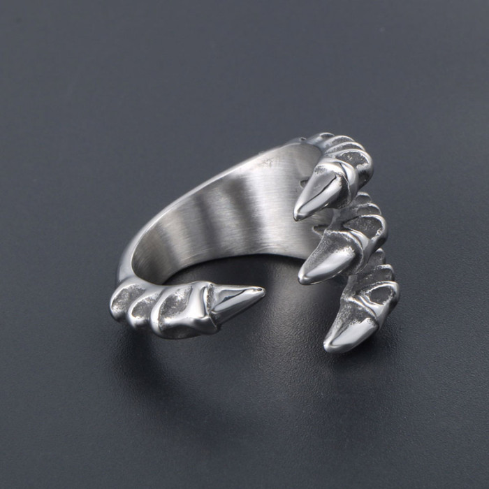 Wholesale Polished Stainless Steel Gothic Dragon Claw Biker Men Ring