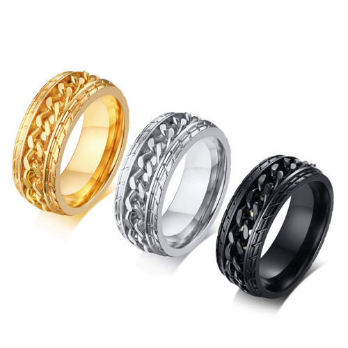 Wholesale Cool Stainless Steel Rotatable Chain Men's Ring