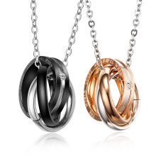 Stainless Steel Triple Ring Couple Necklace