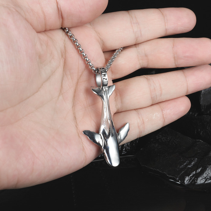 Wholesale Stainless Steel Man Hip-hop Whale Necklace