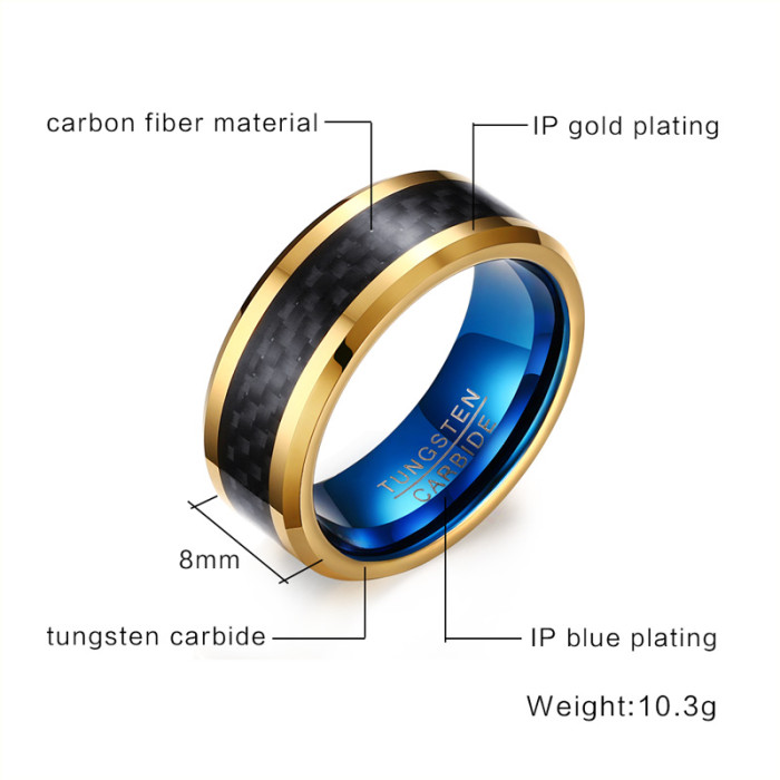 Wholesale Tungsten Carbide Carbon Fiber Inlay Ring Price