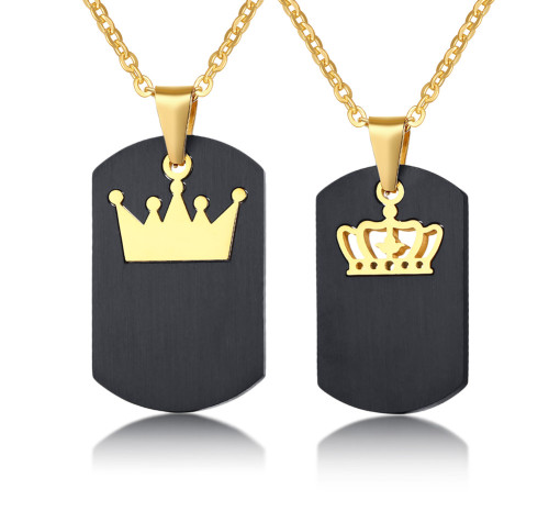 Stainless Steel Crown Matching Couple Pendant Wholesale