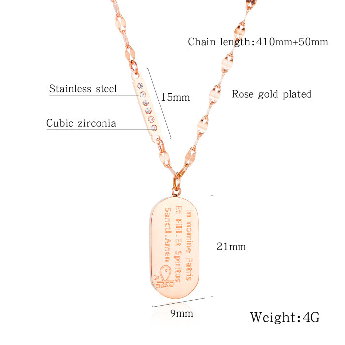 Wholesale Stainless Steel Ladies Exquisite Tag Necklace