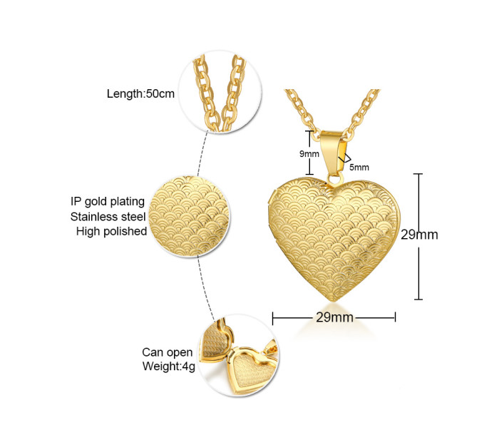 Wholesale Stainless Steel Heart Pendant and Chain Gold