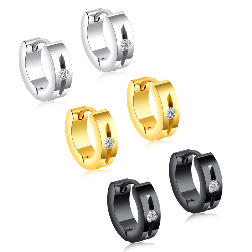 Wholesale Stainless Steel Stone Hoop Earrings