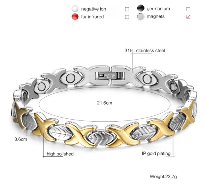 Quality Leaf Gold O Stainless Steel Best Magnetic Bracelet for Women