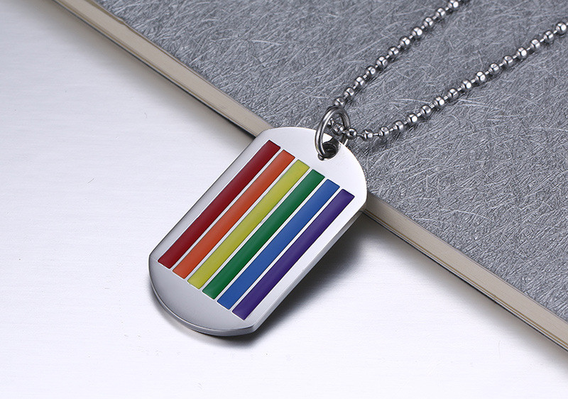 Stainless Steel Gay and Lesbian Flag Rainbow Pride Dog tag