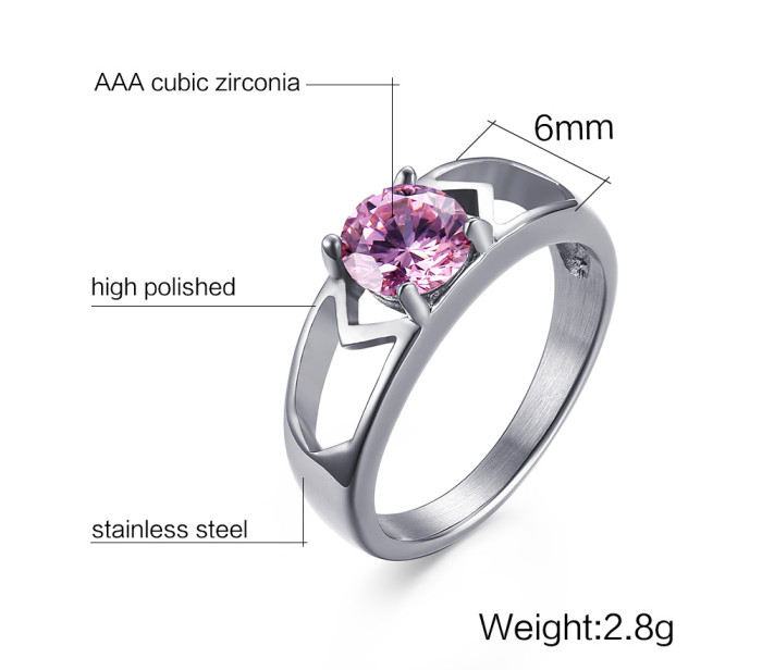 Wholesale CZ Stainless Steel Engagement Ring