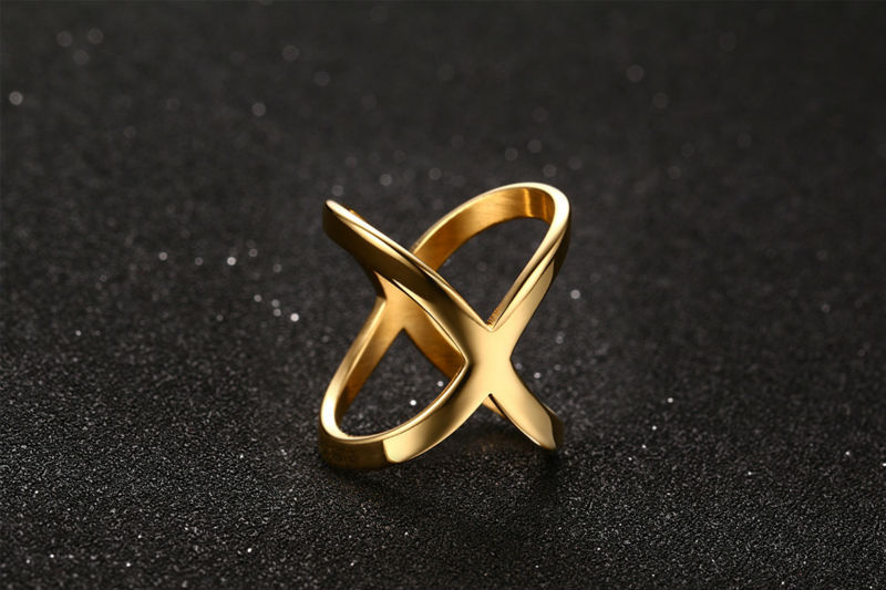 New X Middle Stainless Steel Ring for Womens