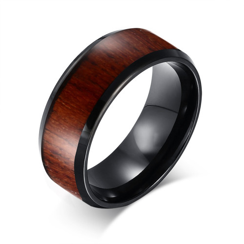 8mm Black Tungsten Wood Inlay Rings Wholesale Supplier