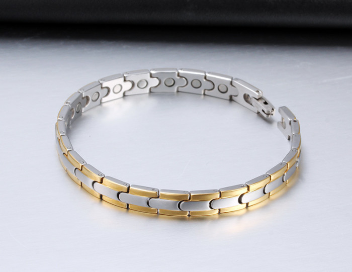 Gold Edge Puzzl Stainless Steel Magnetic Bracelets for Arthritis