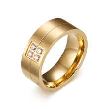Wholesale IP Gold Stainless Steel Ring Diy with 4 cz