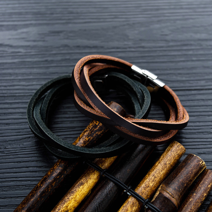Wholesale Stainless Steel Multi Strand Leather Bracelet Etsy