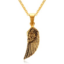 Stainless Steel Gold Plated Wing Pendant Necklace