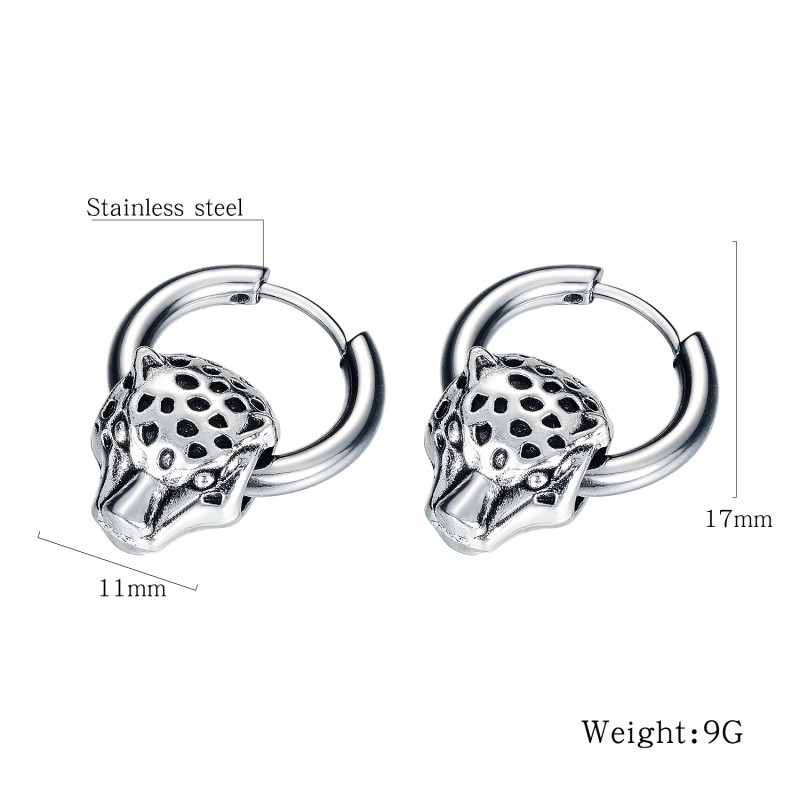 Wholesale Stainles Steel Personality Leopard Head Stud Earrings