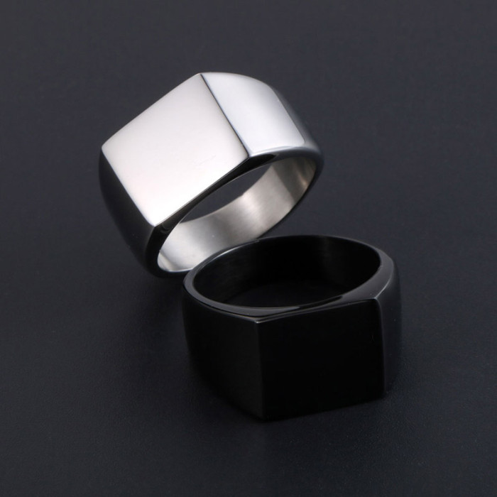 Wholesale Custom Make Engrave Men Ring Stainless Steel Silver Tone Black Fashion Jewelry