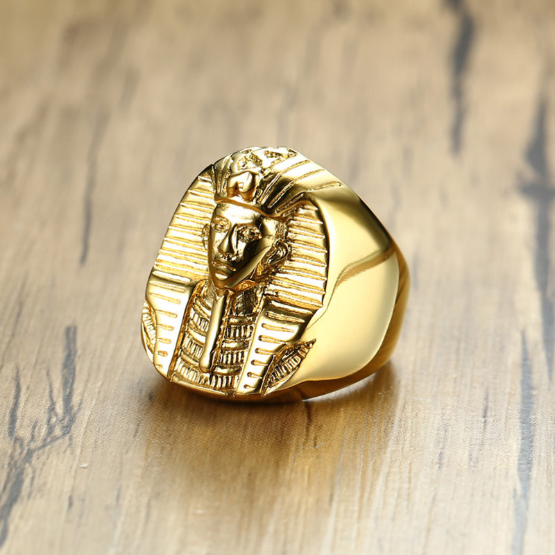 Wholesale Stainless Steel IP Gold Egyptian Pharaoh Ring
