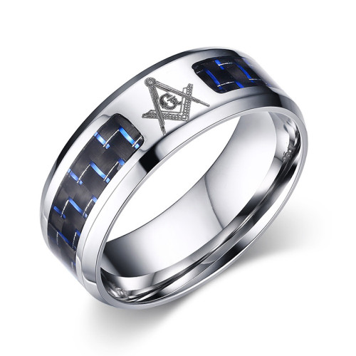 Wholesale Stainless Steel Carbon Fiber Ring with Masonic