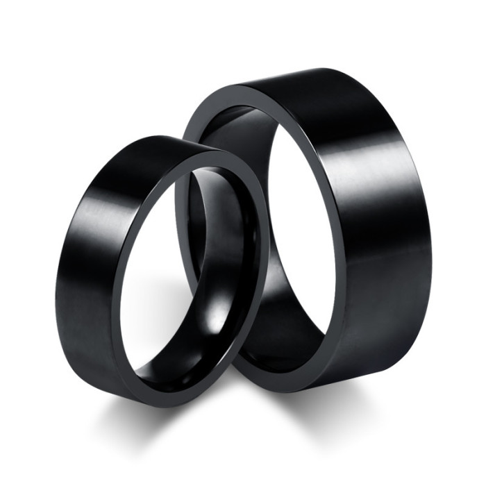 Stainless Steel Mens Black Name Wedding Ring Jewelry