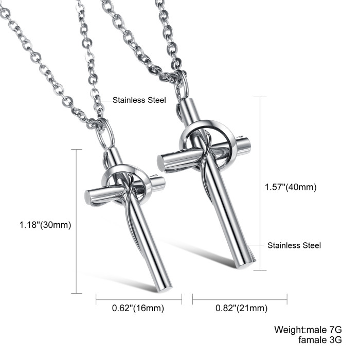 Wholesale Stainless Steel Cross Couple Pendants
