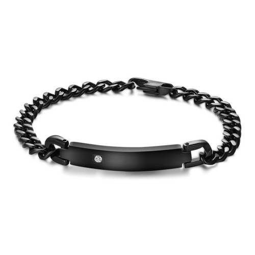 Stainless Steel Black Plated ID Bracelet for Couples