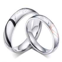 Stainless Steel Heart Match Wedding Ring Sets Cheap