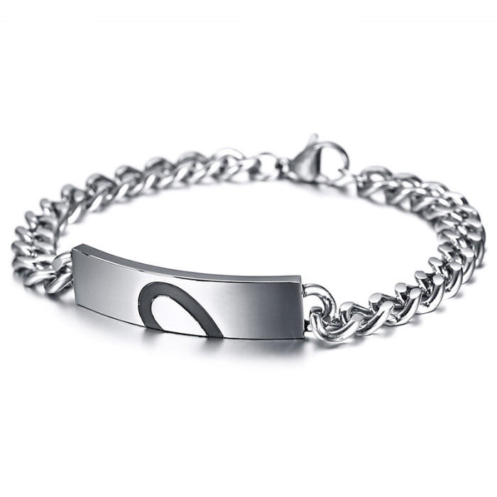 Wholesale Stainless Steel Heart Matching Couple Bracelets