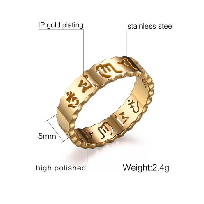 Stainless Steel Gold Buddhism Ring Jewelry Prices