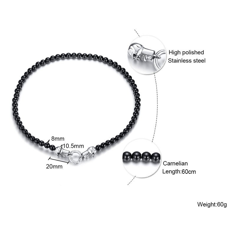 Wholesale Punk Style Black Onyx Beads Chain Necklace