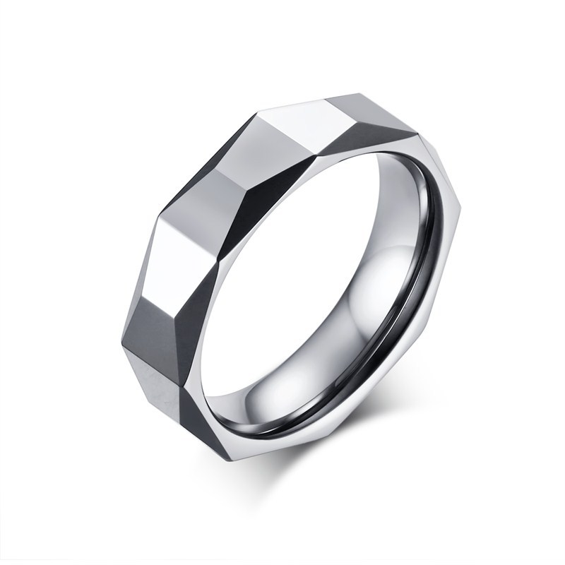 Wholesale Diamond Facet Polished Tungsten Ring