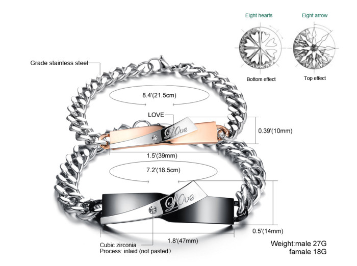 Stainless Steel Couple Bracelets Wholesalers