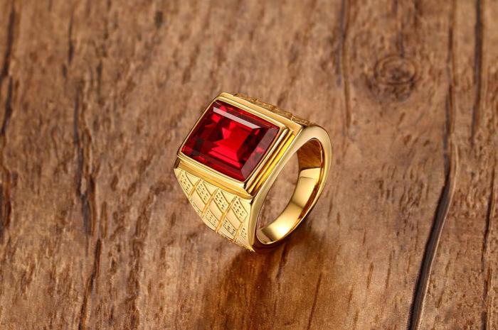 Wholesale Stainless Mens Rings Red Stone Ring