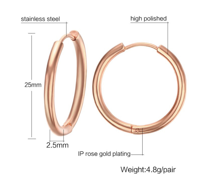 Wholesale Stainless Steel Rose Gold Hoop Earring