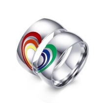 Wholesale Ranibow Couple Stainless Steel Colored Gay Wedding Rings
