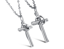Wholesale Stainless Steel Cross Couple Pendants