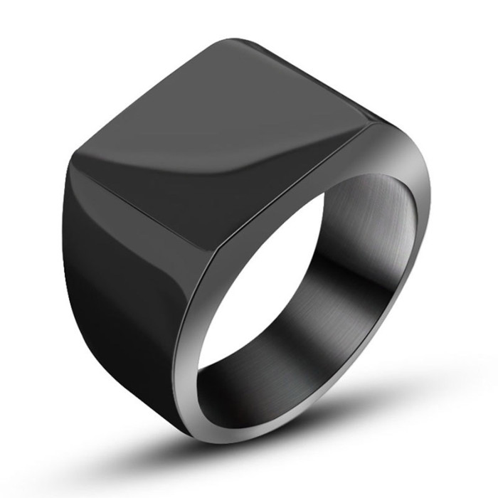 Wholesale Custom Make Engrave Men Ring Stainless Steel Silver Tone Black Fashion Jewelry