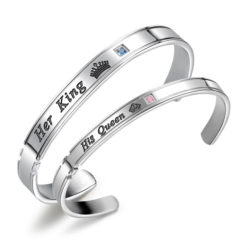 Wholesale Stainless Steel His Queen Her King Couple Bracelets