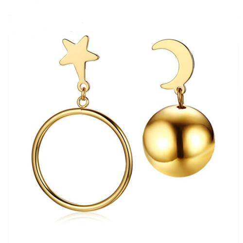 Wholesales Stainless Steel Womens Star and Moon Earring Stud